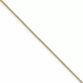 0.7mm 14k Yellow Gold Solid Box Chain Lobster Clasp Necklace