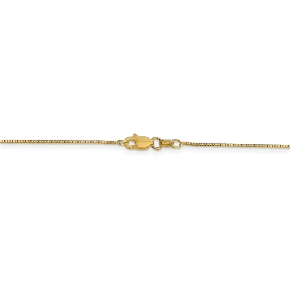 0.7mm 14k Yellow Gold Solid Box Chain Lobster Clasp Necklace