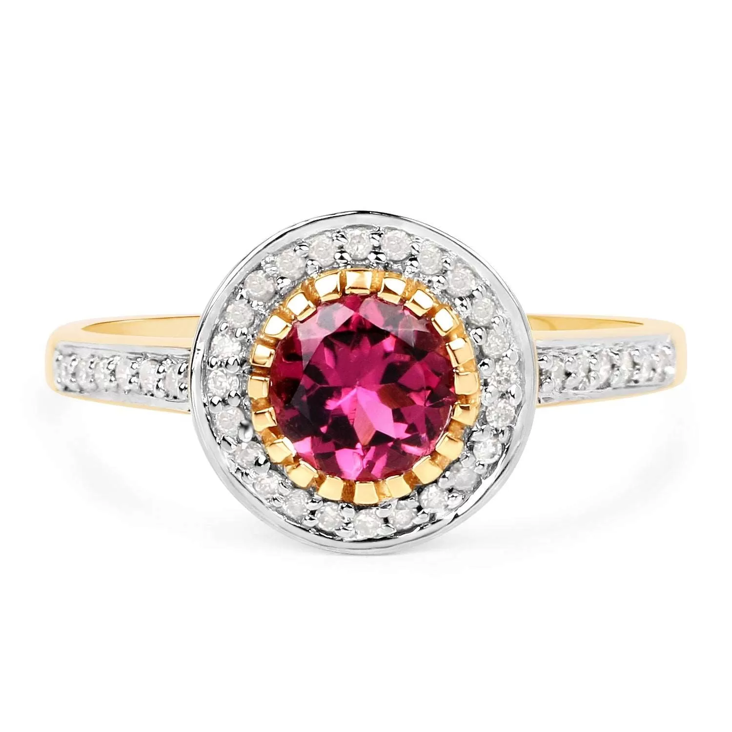 10K Yellow Gold Pink Tourmaline and Diamond Ring