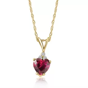 1/2ct Diamond & Ruby Heart Pendant 14K White Yellow or Rose Gold Necklace 1/2"