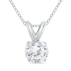 1/4 Carat Diamond Solitaire Pendant In .925 Sterling Silver