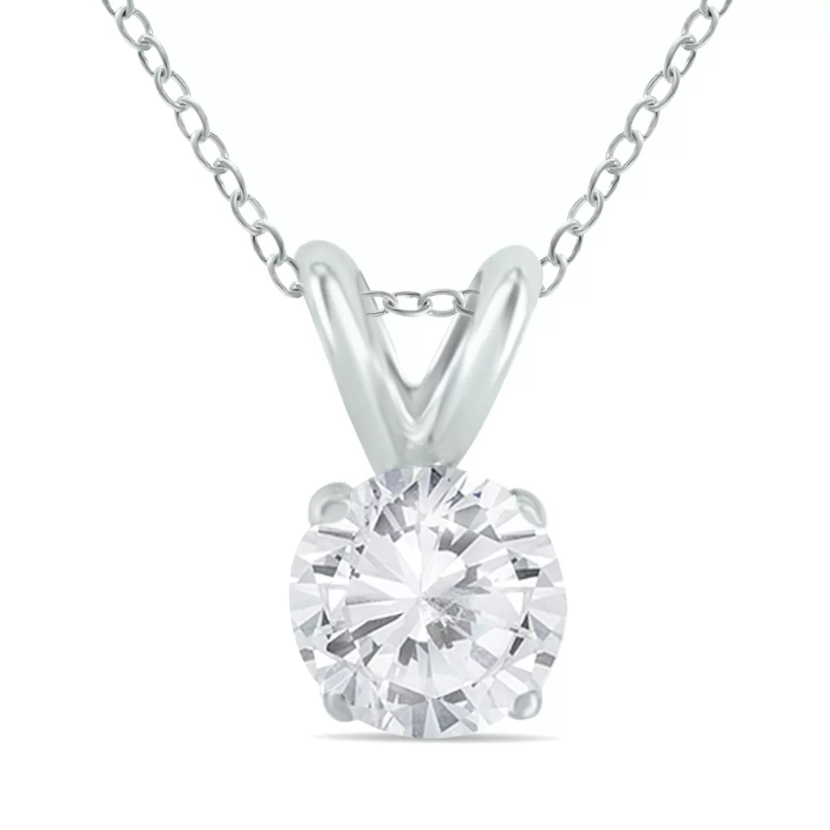 1/4 Carat Diamond Solitaire Pendant In .925 Sterling Silver