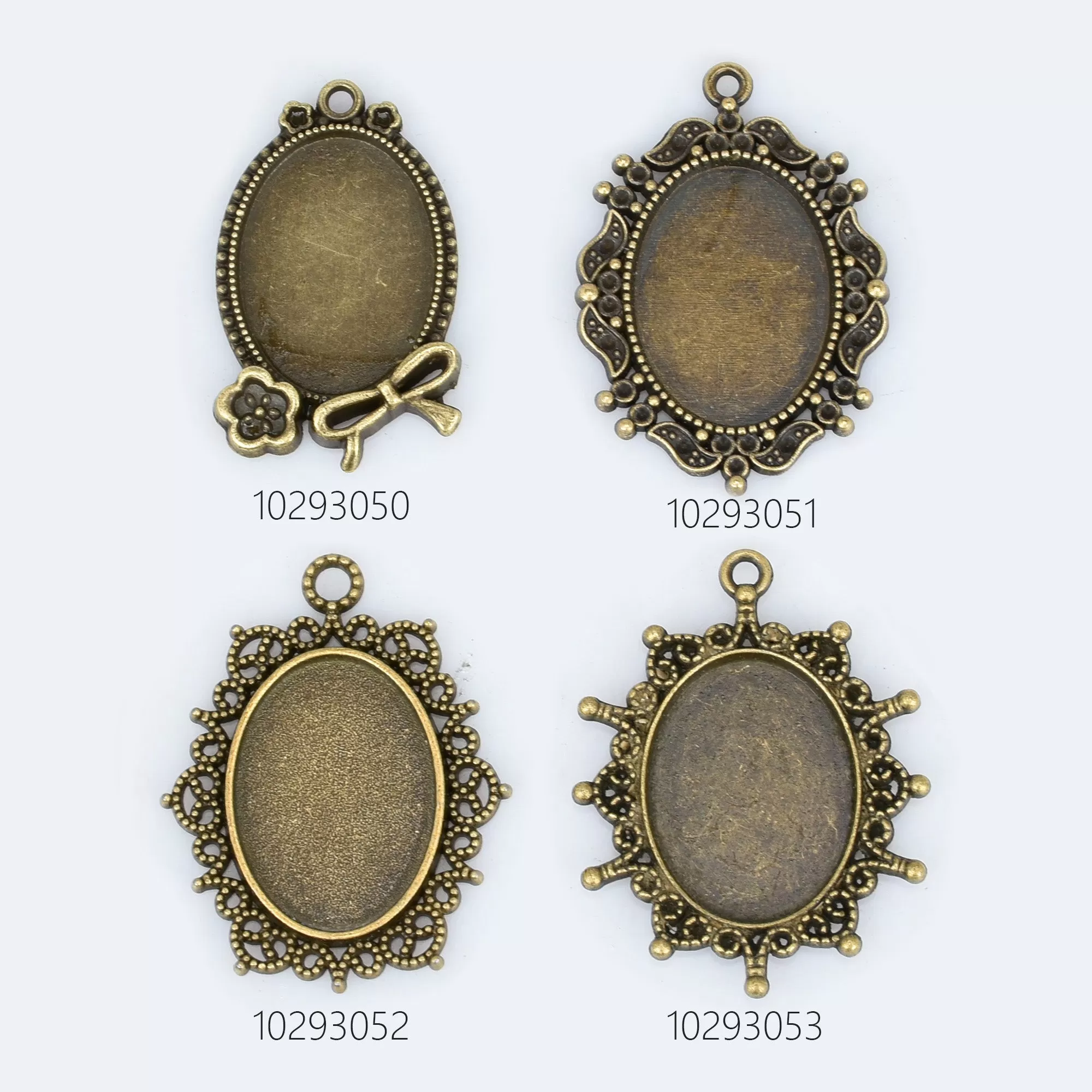 18x25mm Alloy Retro Oval Pendant Trays Cabochons Setting Tray Vintage Oval Blank Bezel Jewelry Findings 10pcs 102930