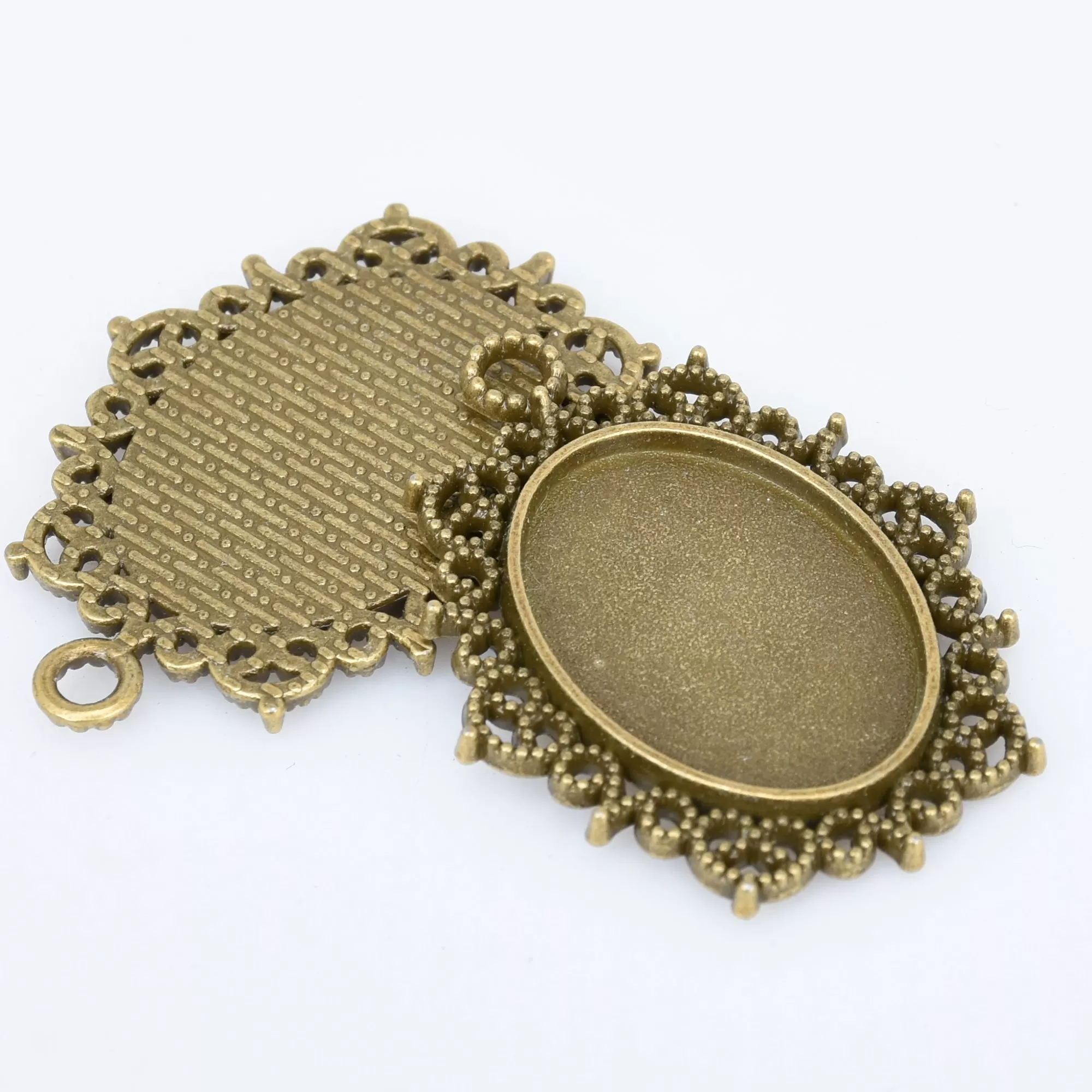 18x25mm Alloy Retro Oval Pendant Trays Cabochons Setting Tray Vintage Oval Blank Bezel Jewelry Findings 10pcs 102930