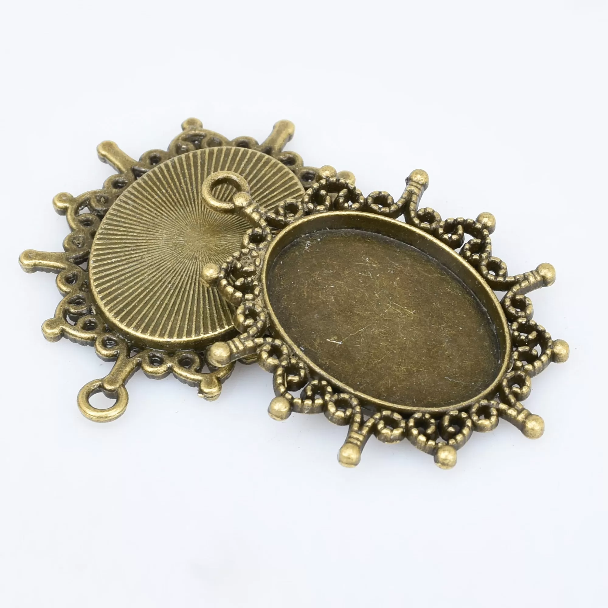 18x25mm Alloy Retro Oval Pendant Trays Cabochons Setting Tray Vintage Oval Blank Bezel Jewelry Findings 10pcs 102930