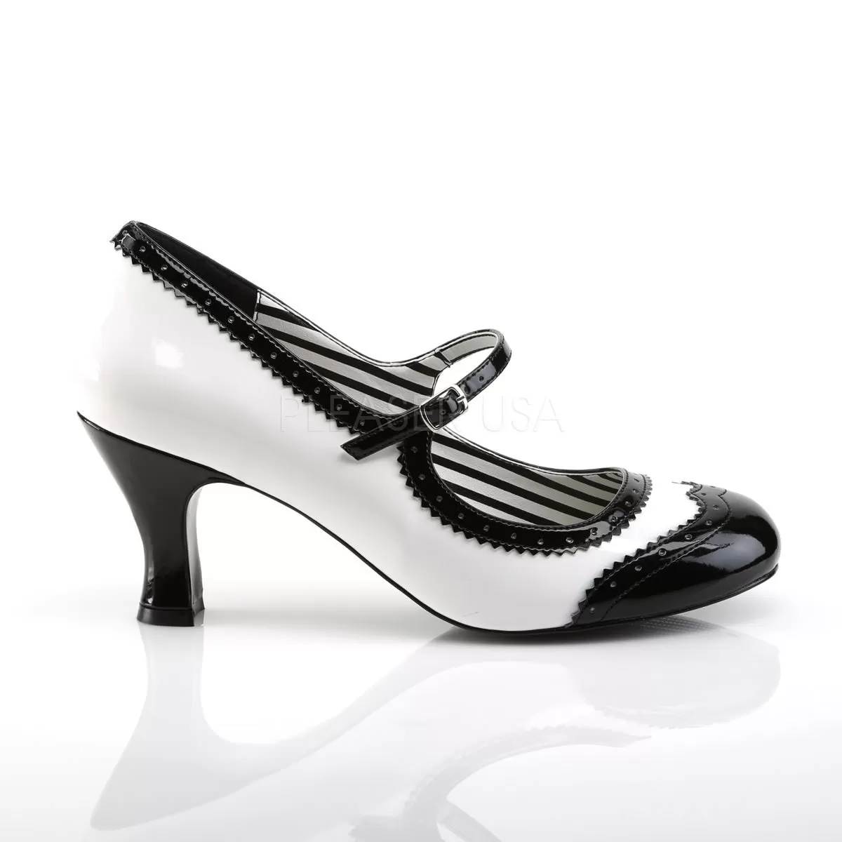 3 Inch Heel JENNA-06 White-Black Pat