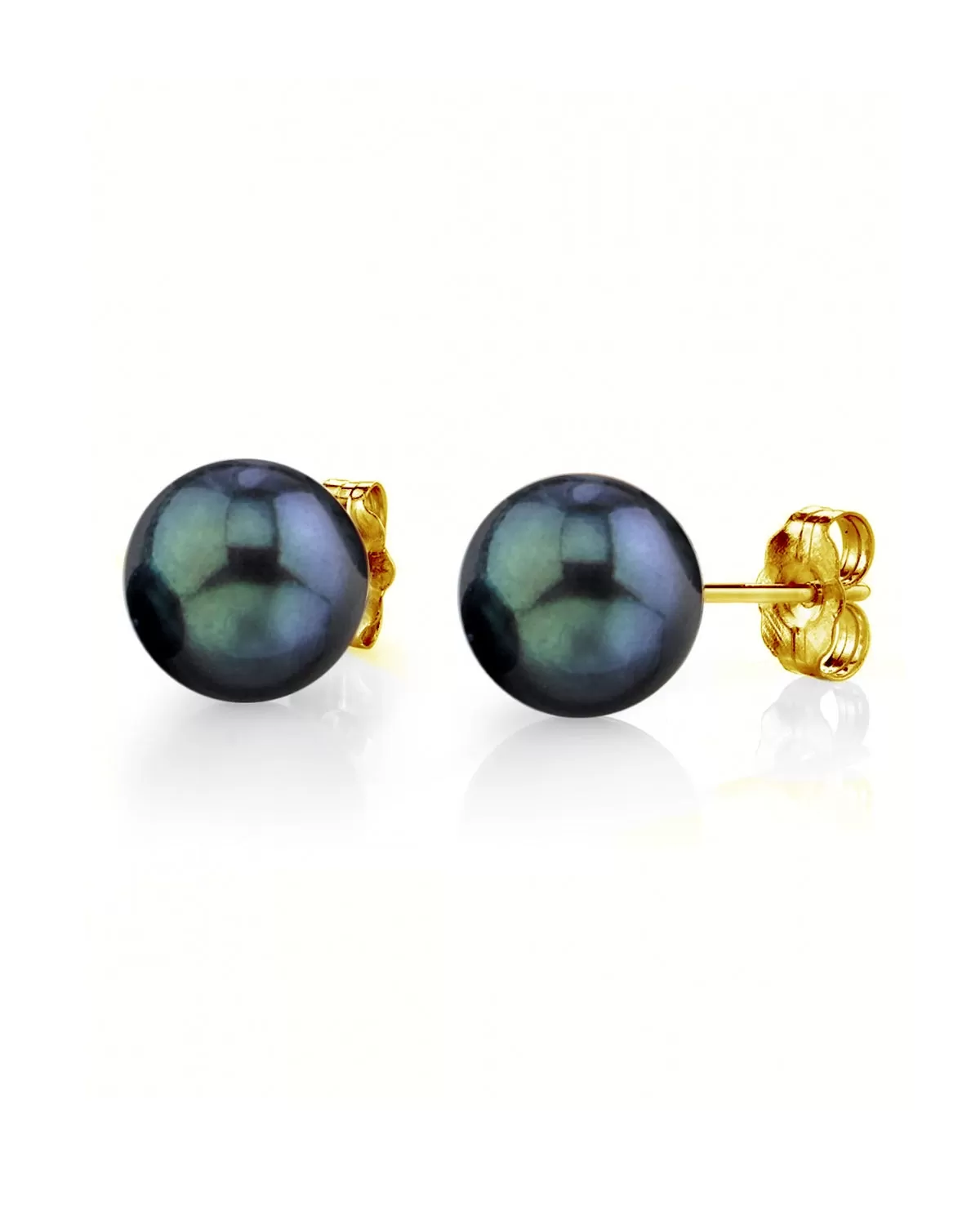 8.0-8.5mm Black Akoya Round Pearl Stud Earrings