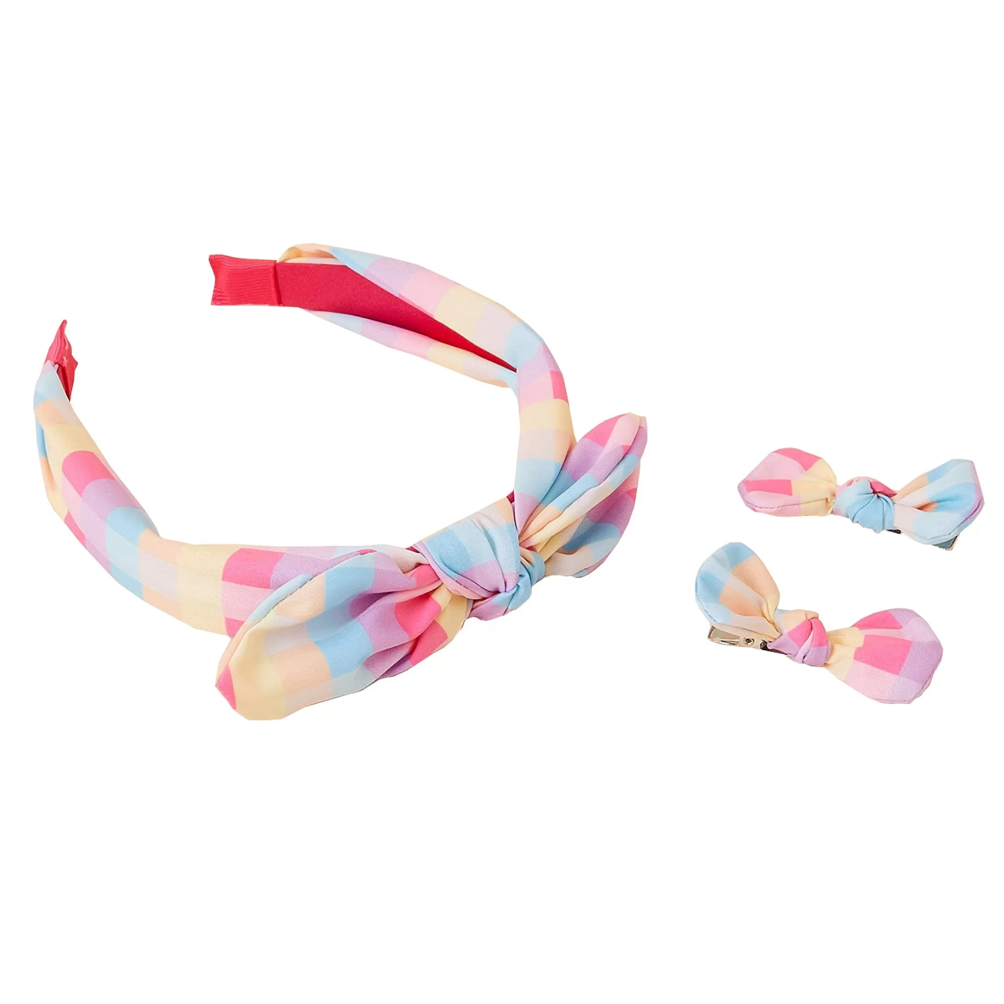 Accessorize London Girl's Check Alice Band And Salon Clip Set