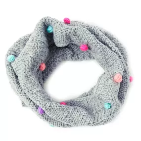 Accessorize London Girl's Grey Pom Snood Scarf