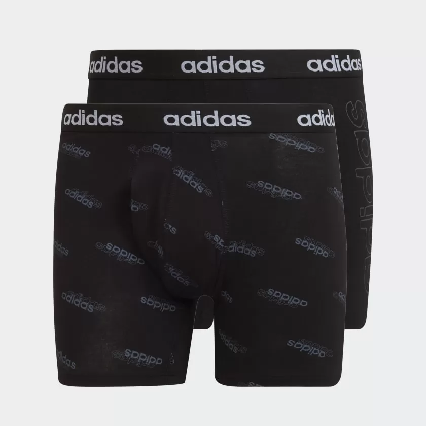 ADIDAS ESSENTIALS LOGO BOXER BRIEFS TWO-PACK