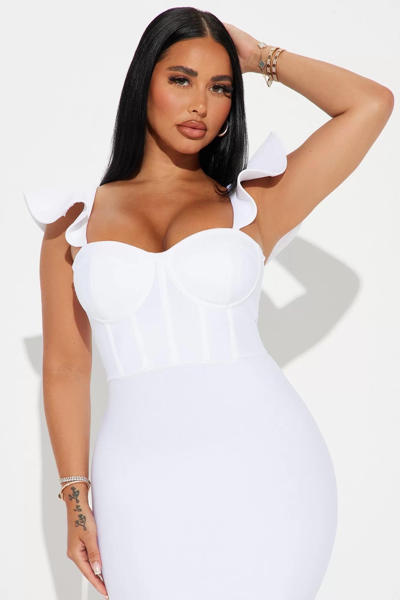 Alani Bandage Midi Dress - White