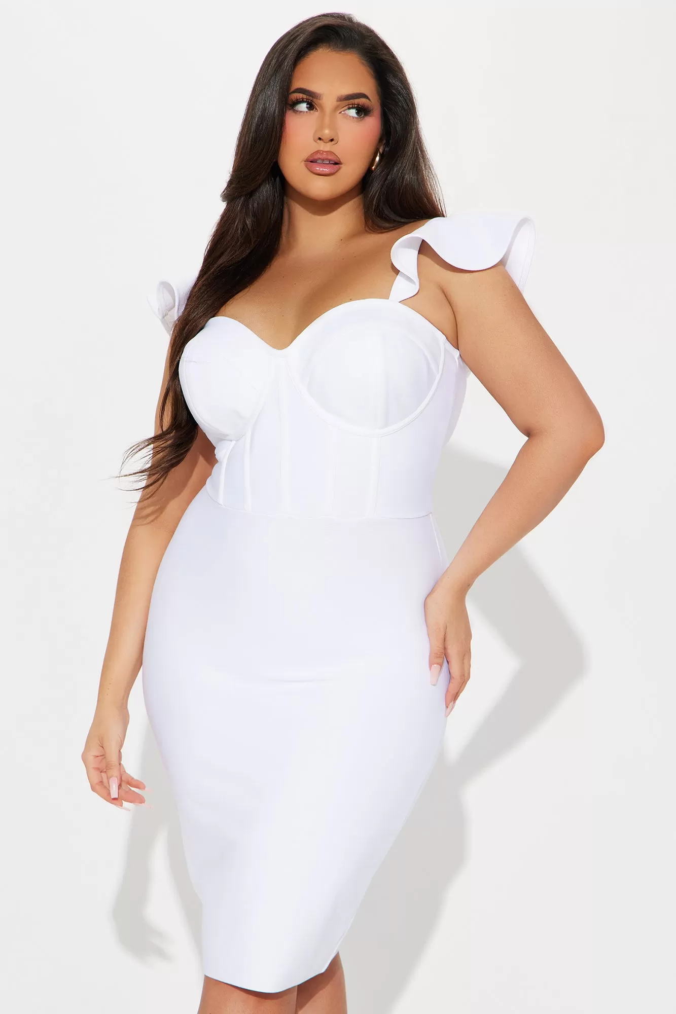 Alani Bandage Midi Dress - White