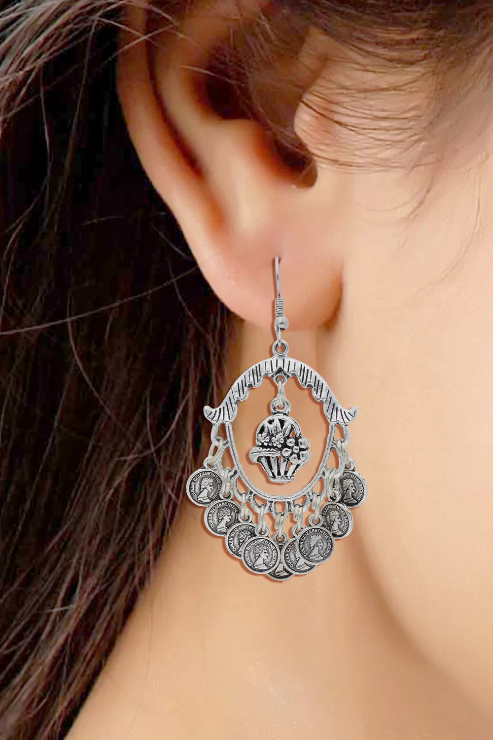 Alloy Chandbali Earring in Silver