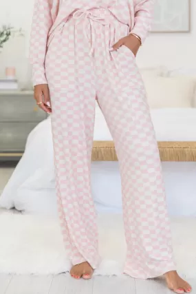 Angelic Aura Pink Checkered Pajama Pants DOORBUSTER