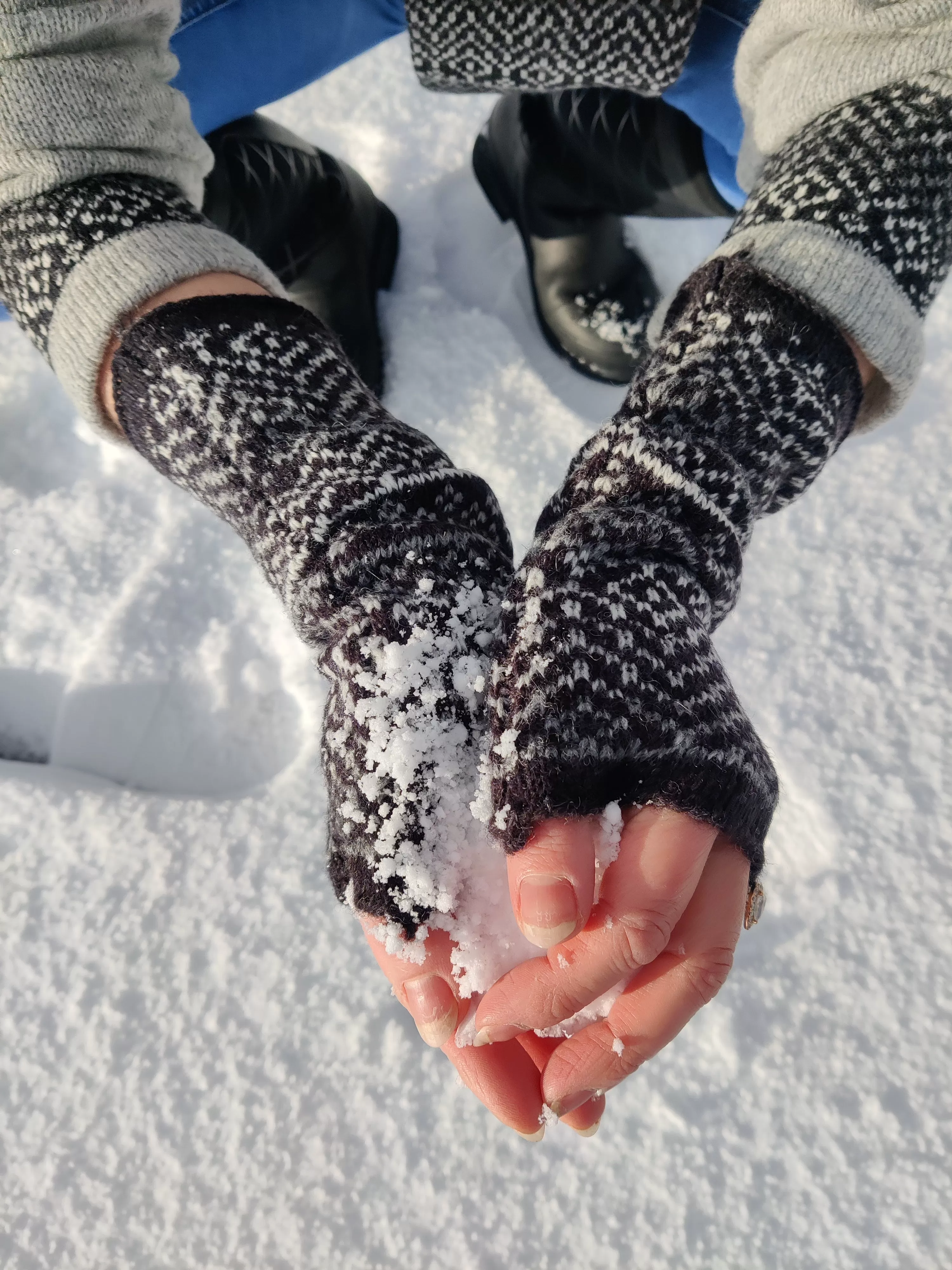 Annie Glue Fingerless Gloves in the Nord Pattern