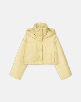 Aveline - Cropped Okobor™ Alt-Leather Puffer Jacket - Lemongrass