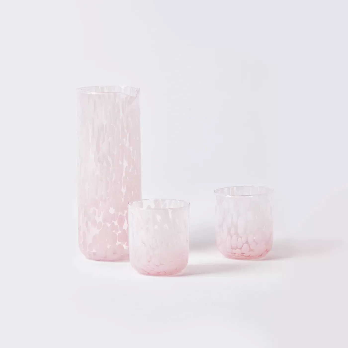 B&N23 Glass Tumblers Set 2 DOTS PINK