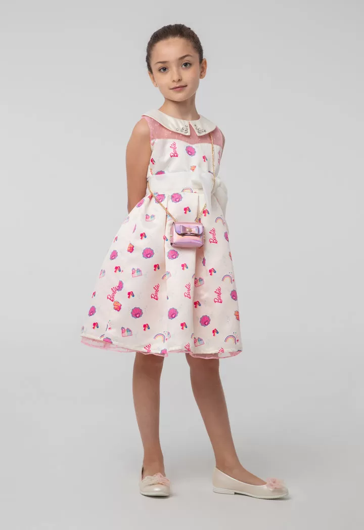 Barbie Printed Embellish Sleeveless Dress