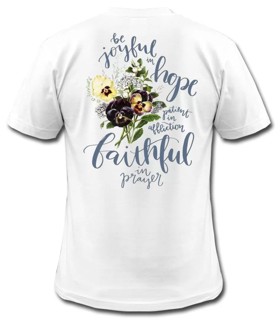 Be Joyful In Hope - Romans 12:12 - White Short Sleeve Tee