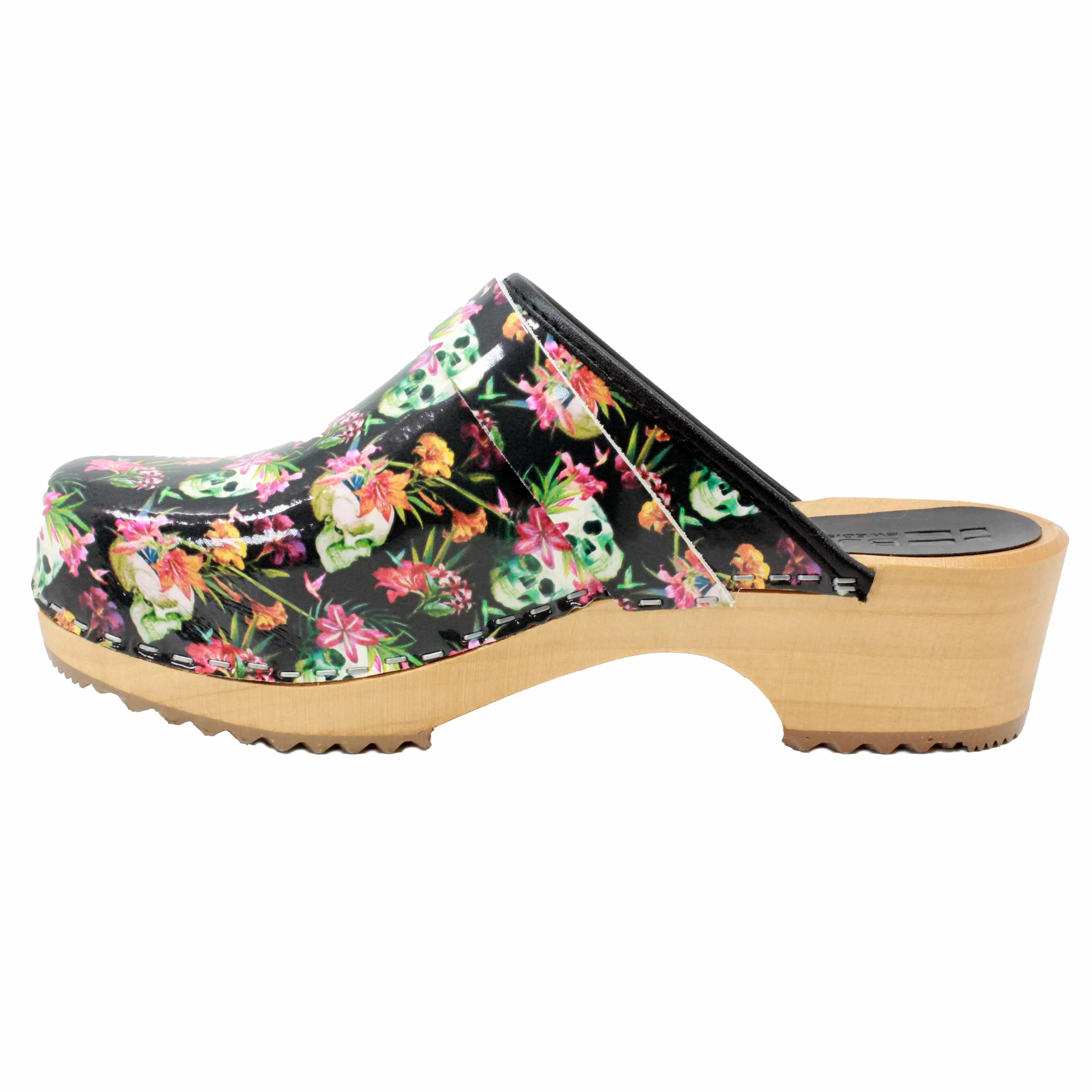 BJORK Maja Wood Moa Printed Leather Clogs