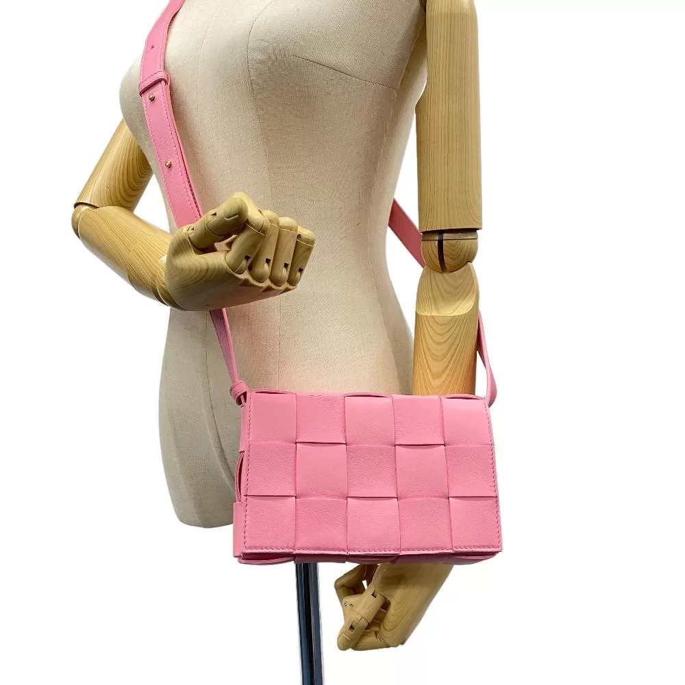 BOTTEGAVENETA Shoulder Bag leather pink cassette Women Used Authentic