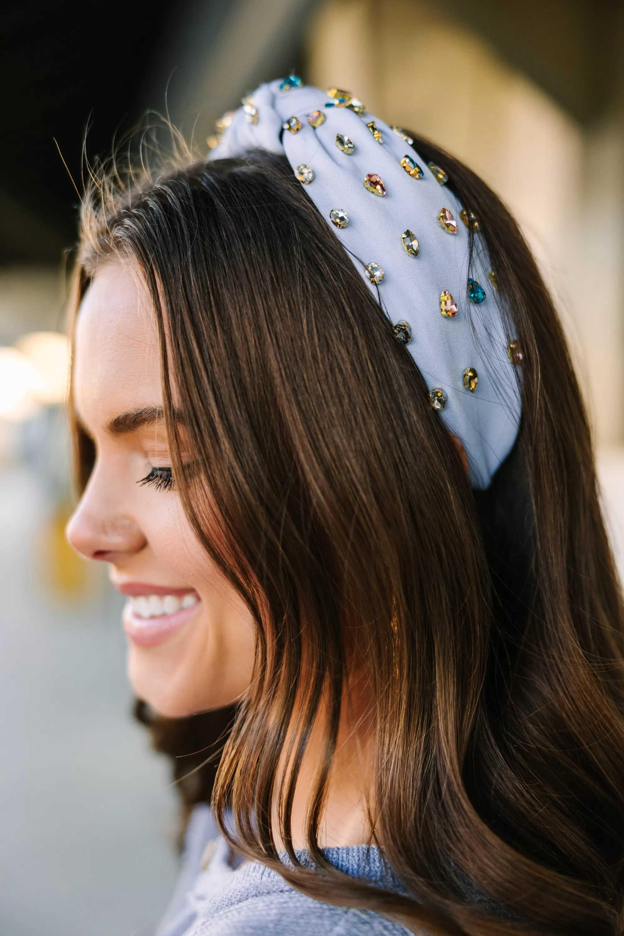 Can't Stop Your Shine Light Blue Rhinestone Headband