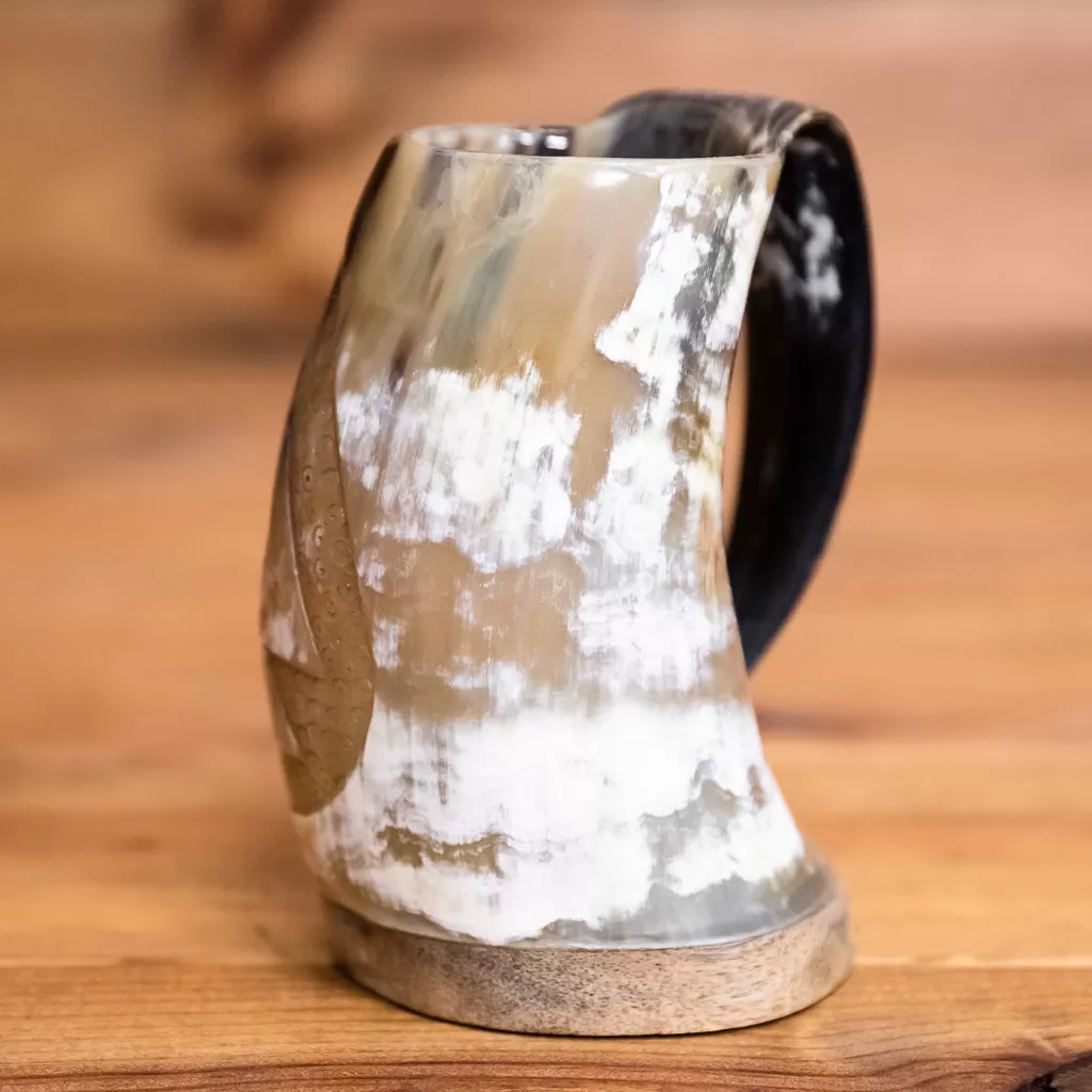 Carved Valknut Horn Tankard/Mug