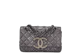 CHANEL CLASSIC FLAP SMALL PYTHON CRYSTAL BAG (1543xxxx) WITH CARD & DUST COVER