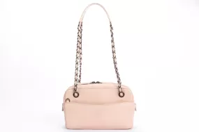 Chanel Light Beige Caviar Leather Camera Bag, Ruthenium Chain