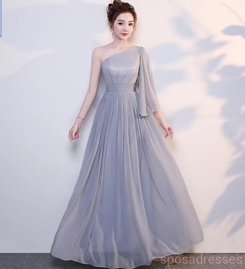 Cheap Grey Floor Length Mismatched Chiffon Bridesmaid Dresses Online, WG540