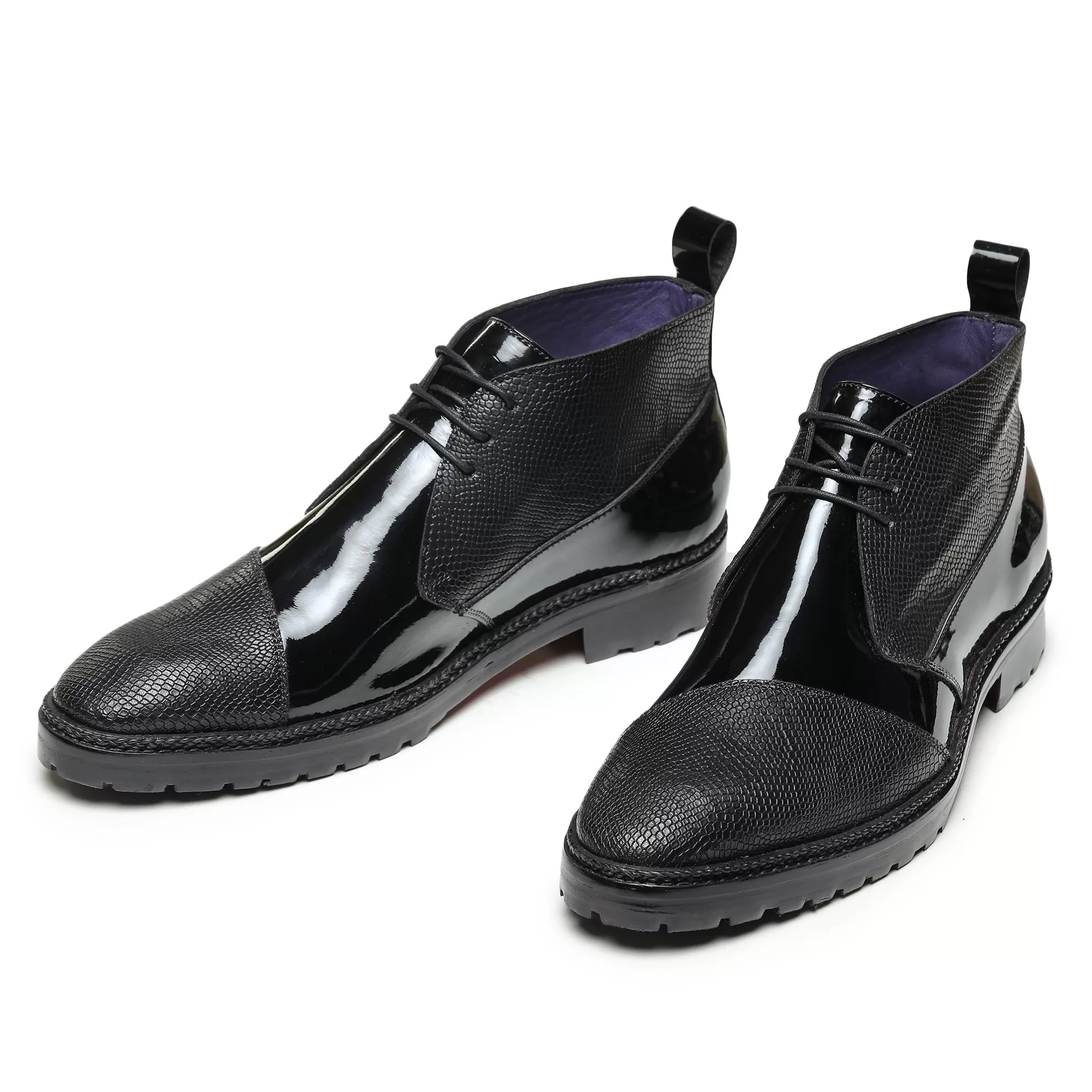 Classic Chukka Boots- Patent Black