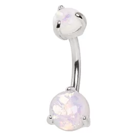 Classic Prong Opal Belly Bar