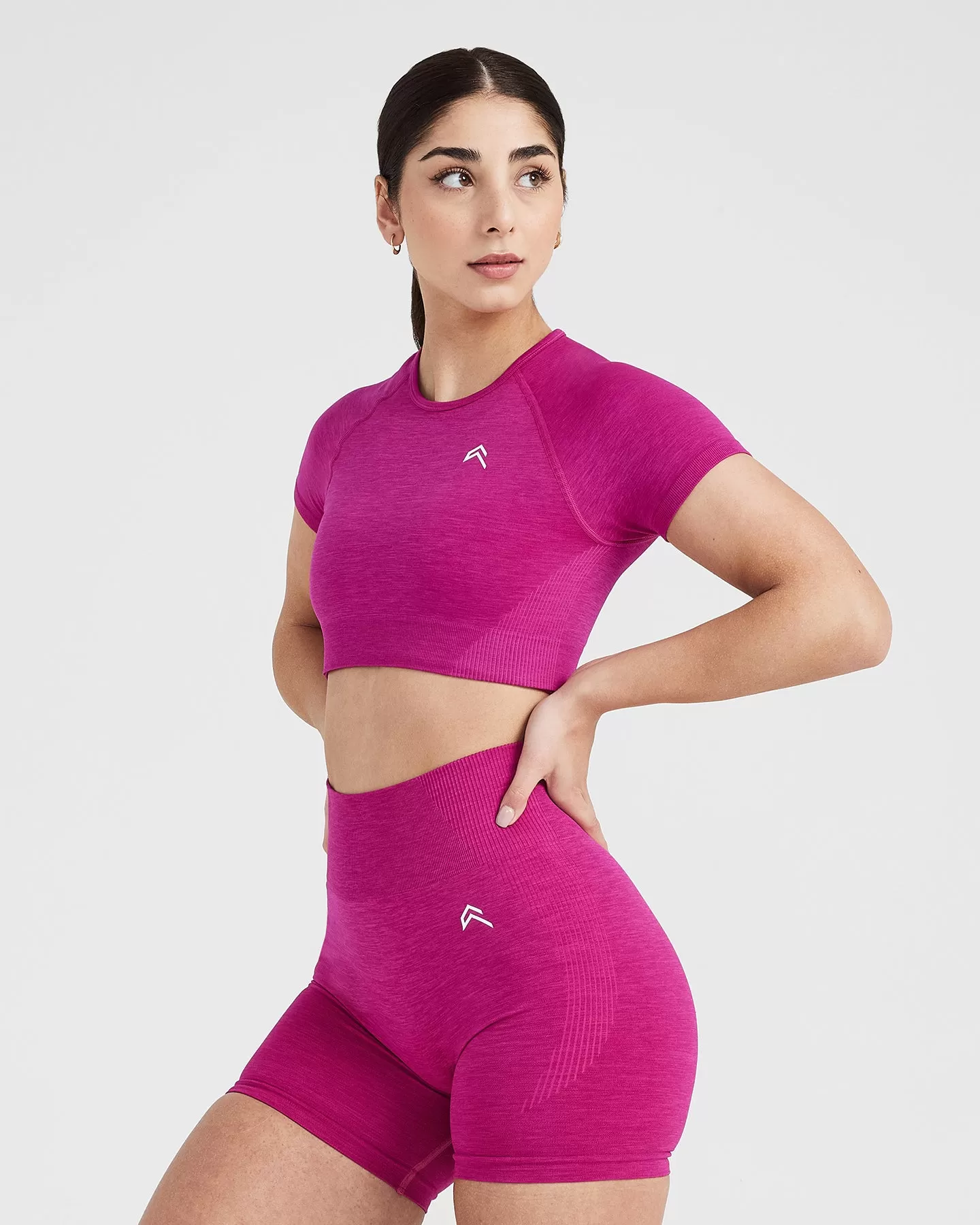 Classic Seamless 2.0 Short Sleeve Crop Top | Fuchsia Marl