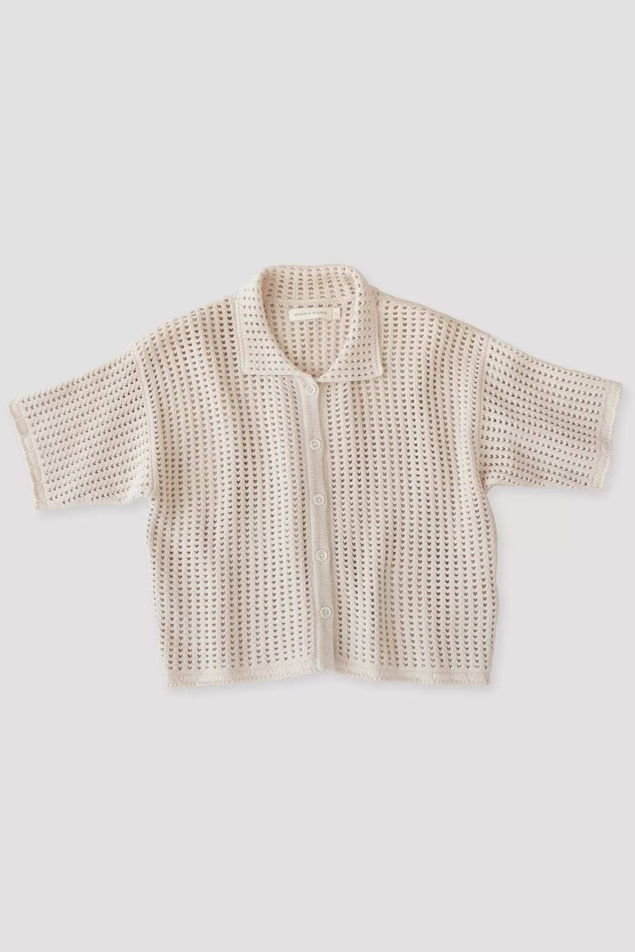 Cream Open Knit Polo