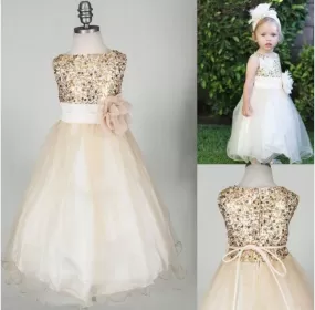 Cute A-Line Sequined  Ivory Tulle Flower Girl Dress ,Cheap Flower Girl Dresses ,FGY0227