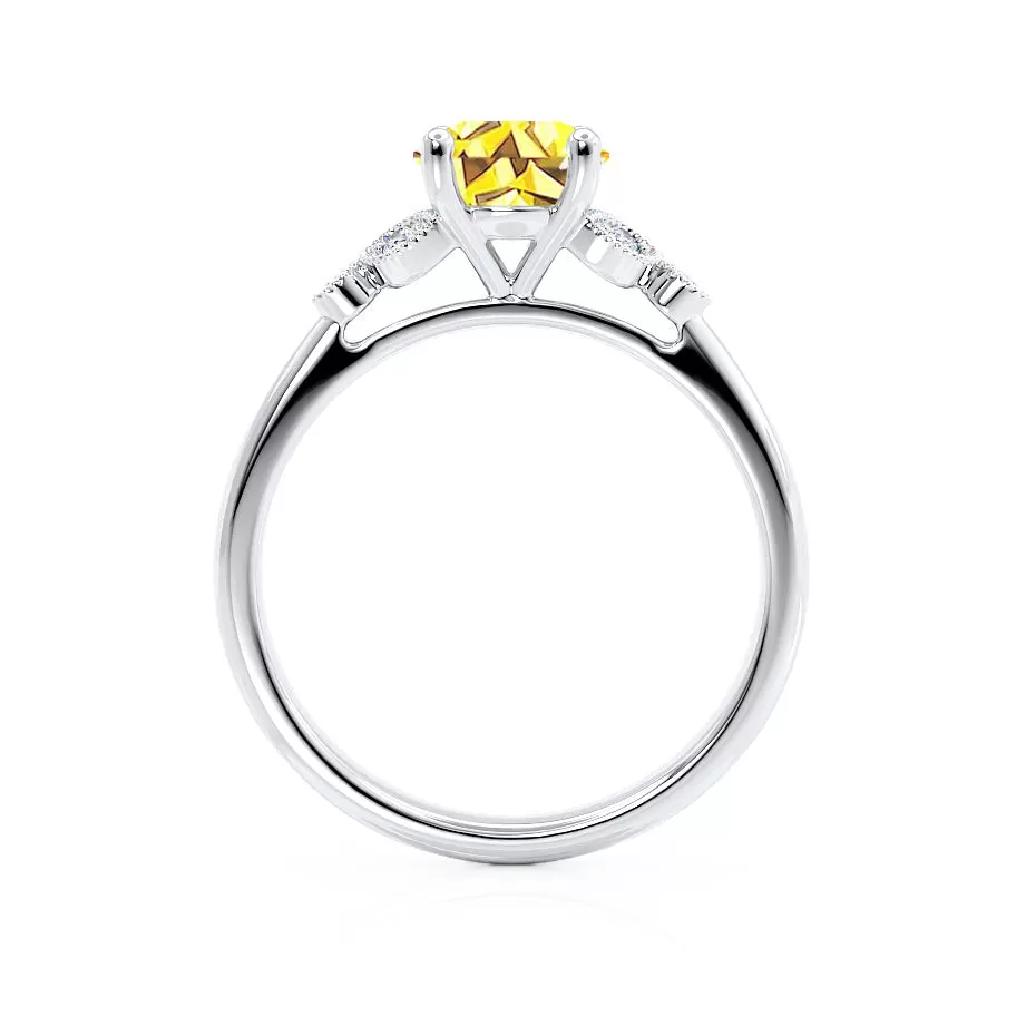 DELILAH - Chatham® Round Yellow Sapphire 950 Platinum Shoulder Set Ring