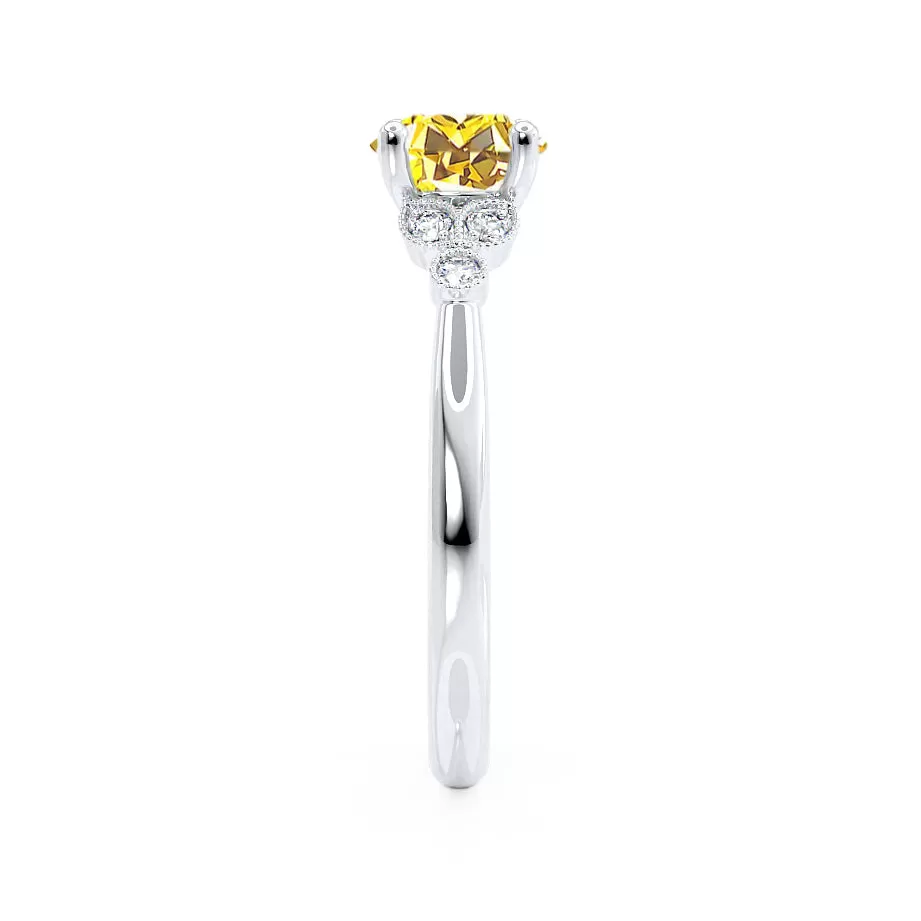 DELILAH - Chatham® Round Yellow Sapphire 950 Platinum Shoulder Set Ring