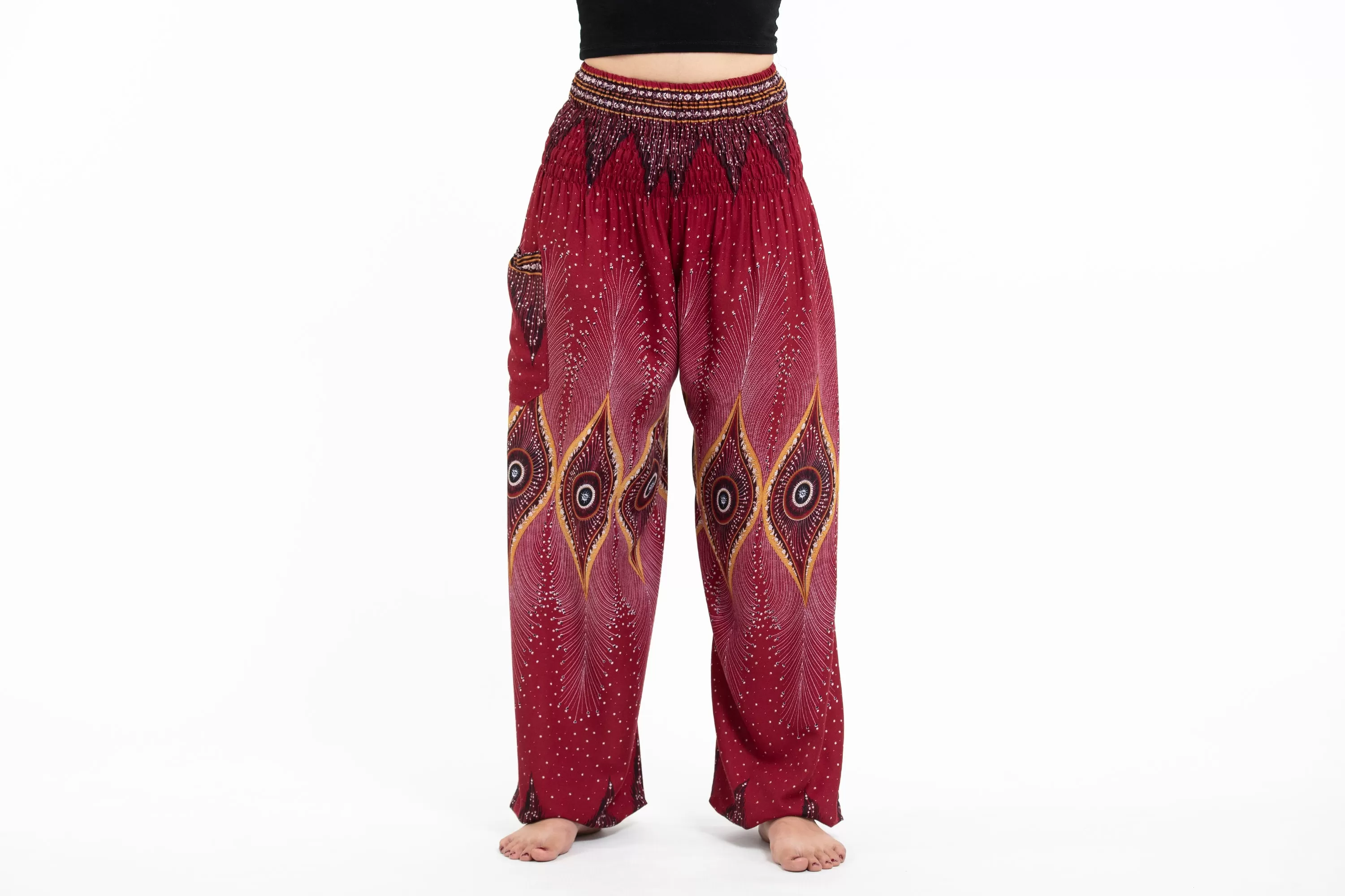 Diamond Peacock Women's Harem Pants in Red