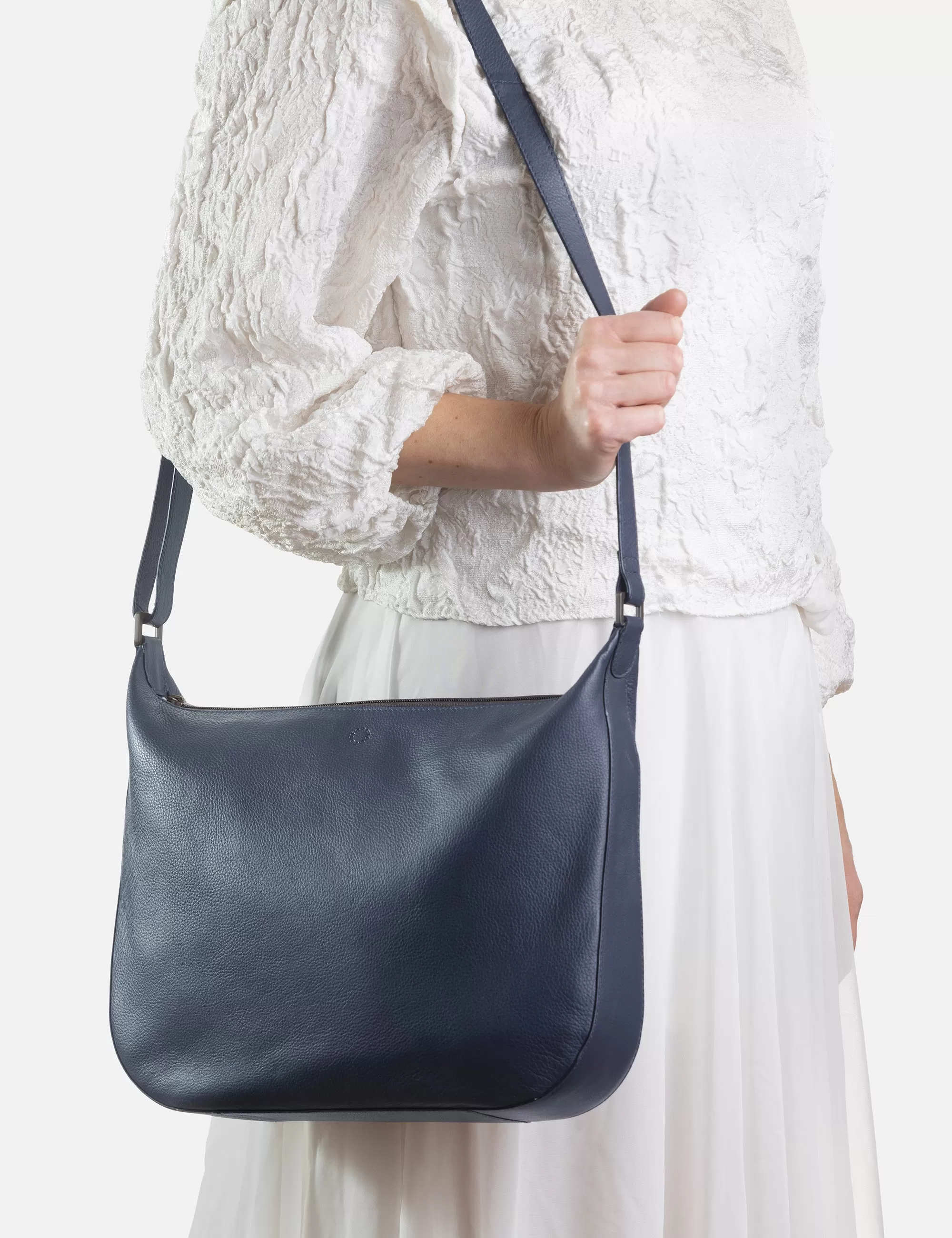 Dolton Navy Leather Hobo Bag