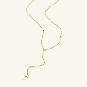 Dotted Pearl Lariat Necklace