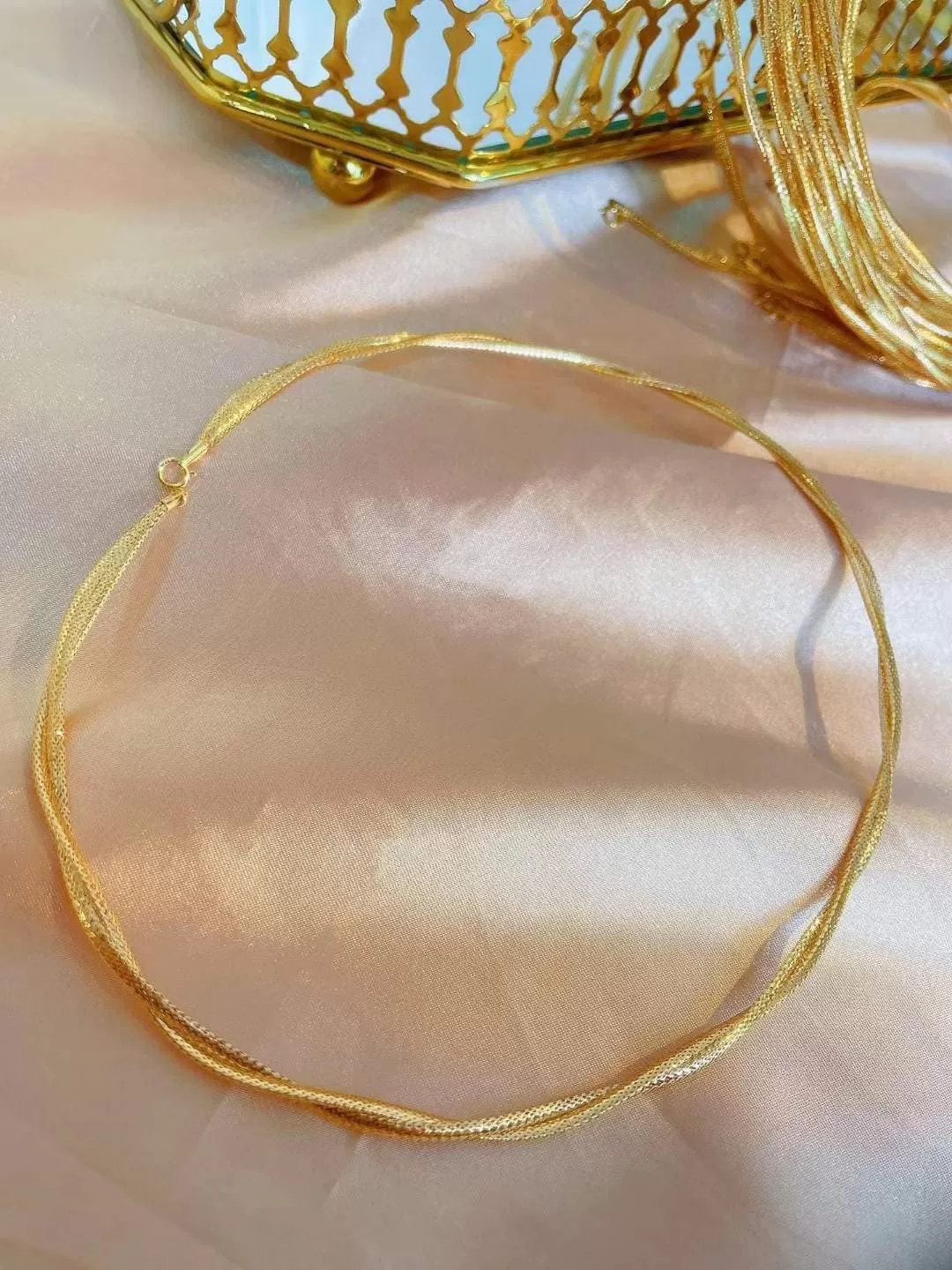 Double Strand Choker Necklace 18K Gold