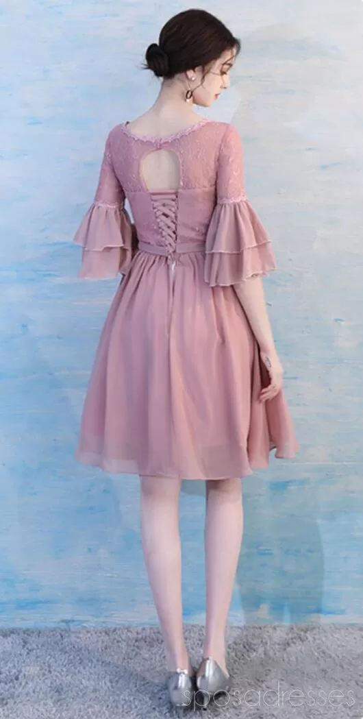 Dusty Pink Chiffon Mismatched Simple Cheap Bridesmaid Dresses Online, WG513