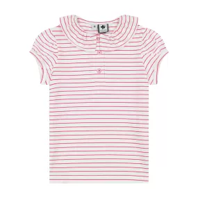 Eliza Girls Ruffle Polo Red Stripe