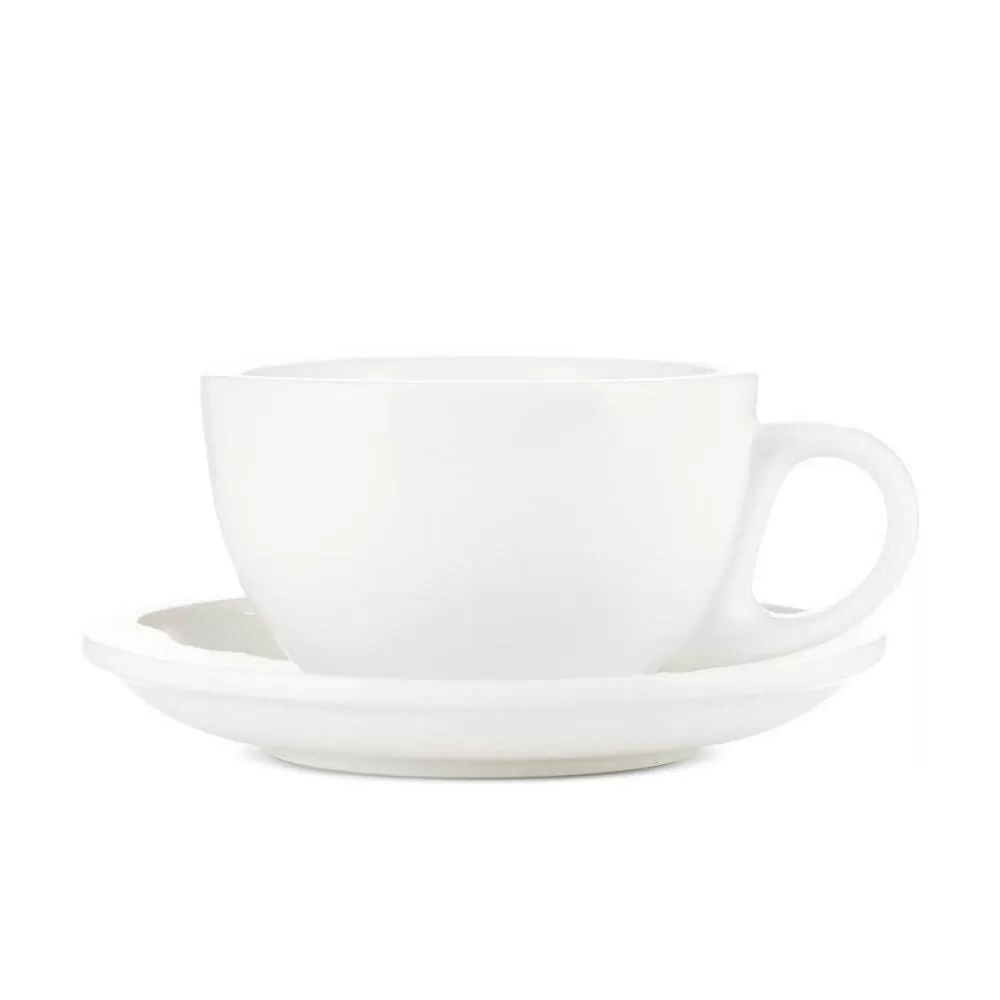 Espresso Parts Porcelain Latte Cup & Saucer - White (12oz/355ml)