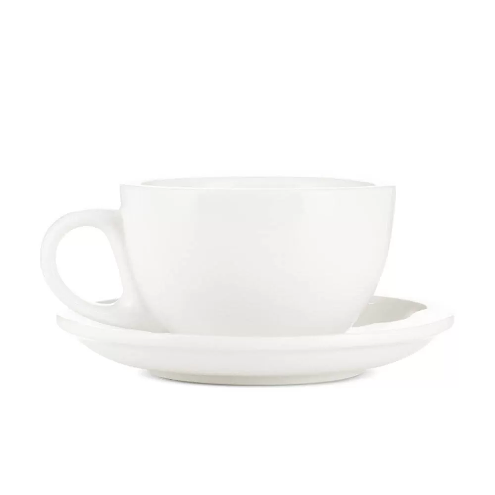 Espresso Parts Porcelain Latte Cup & Saucer - White (12oz/355ml)