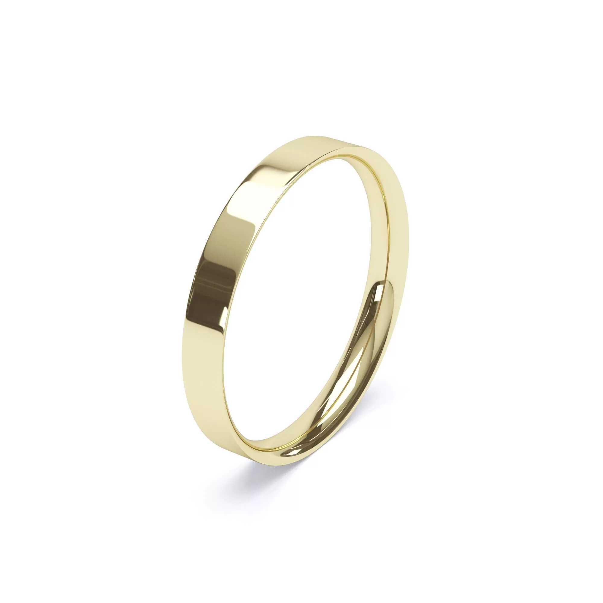 - Flat Court Profile Plain Wedding Ring 18k Yellow Gold