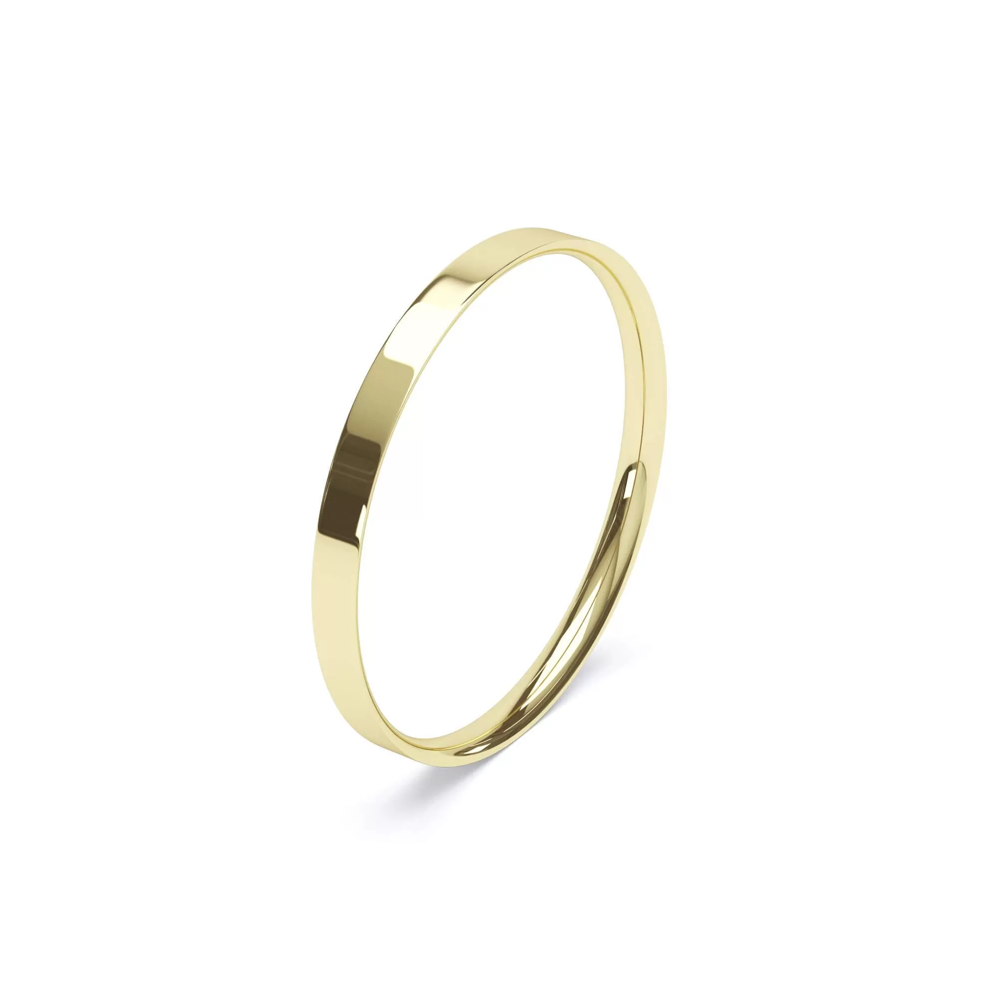 - Flat Court Profile Plain Wedding Ring 18k Yellow Gold