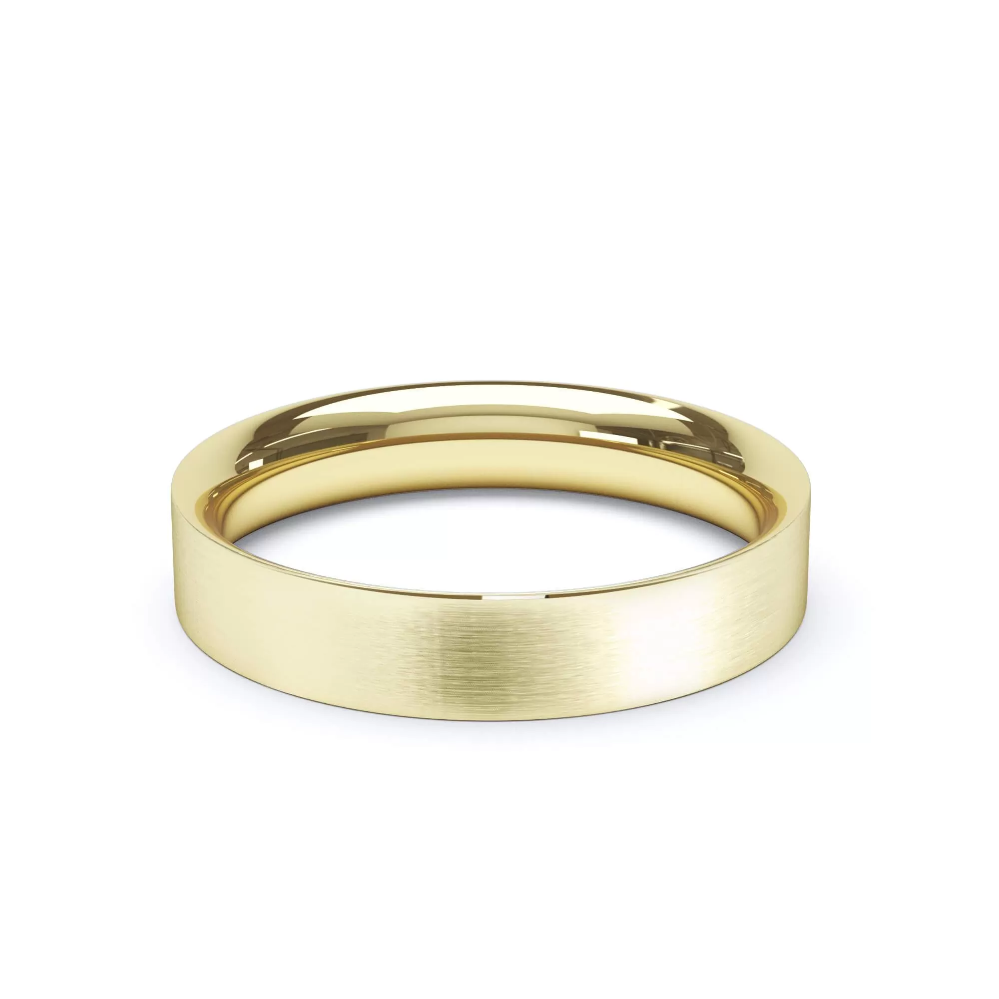 - Flat Court Profile Satin Polish Wedding Ring 18k Yellow Gold