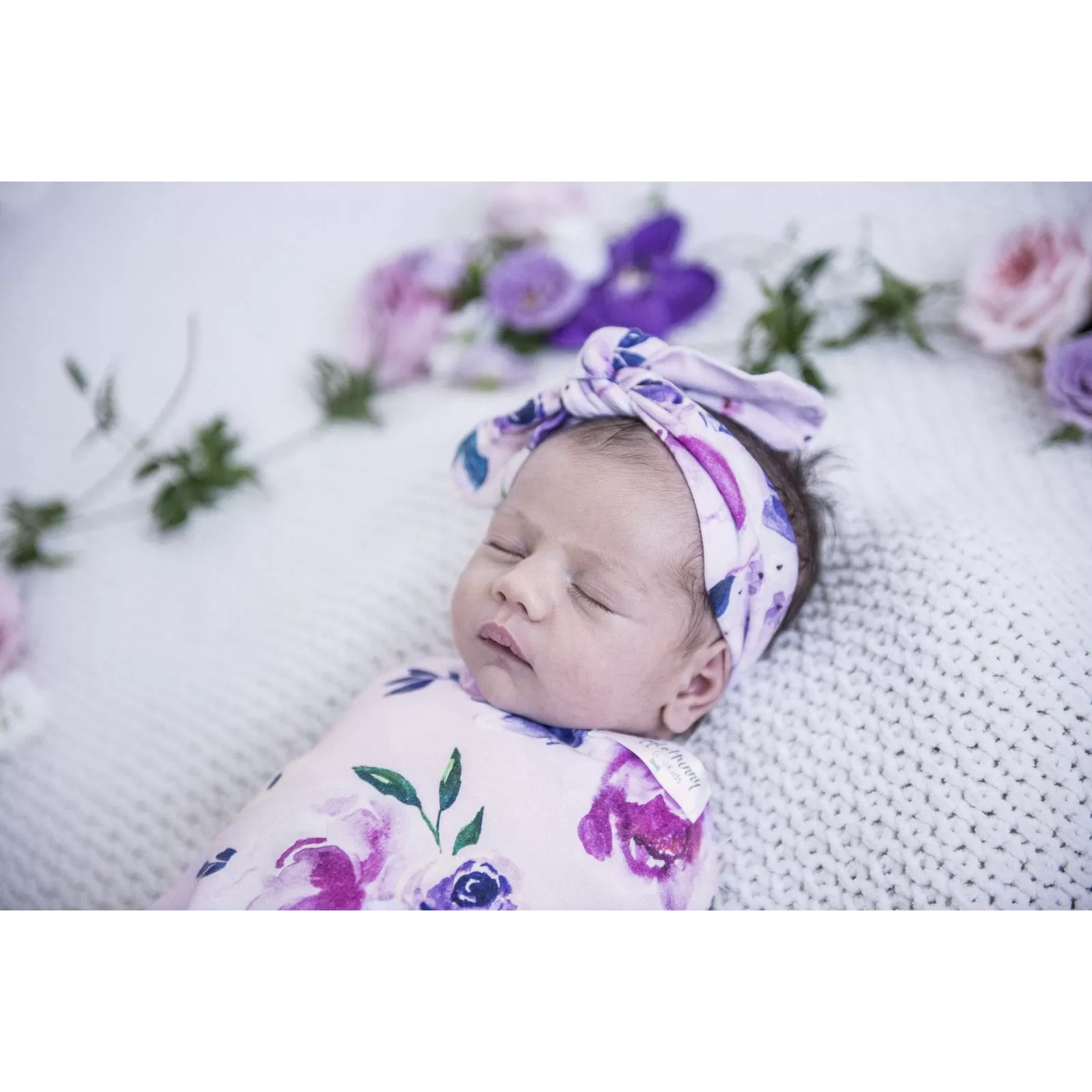 Floral Kiss Snuggle Swaddle & Topknot Set