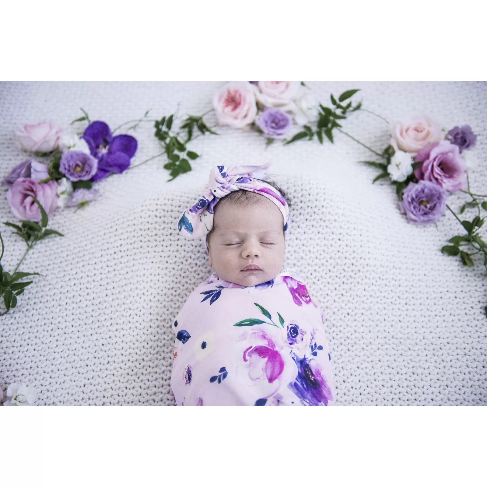 Floral Kiss Snuggle Swaddle & Topknot Set